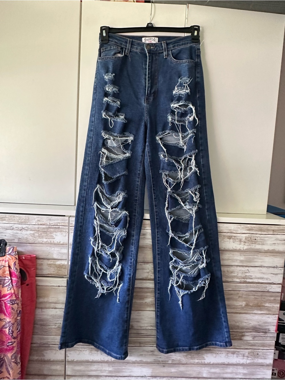 👖 Swank A Posh Distressed Wide Leg Jeans Women’s Size 9 Y2K Grunge